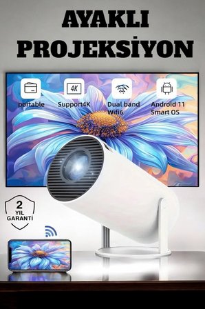 Mey İthalat® 130 İnç Geniş Ekran ve 4K Destekli Full HD Projeksiyon Cihazı