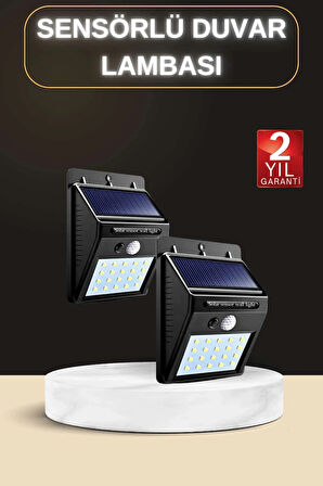 CEYLAN ADAM Bahçe Aydınlatma Sensörlü Güneş Enerjili Duvar Lambası 40 Led Işık