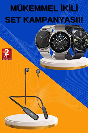 CEYLAN ADAM Alarm ve Titreşim Özellikli Akıllı Saat ve Mikrofonlu Kablolu Bluetooth Kulaklık 60 Saat