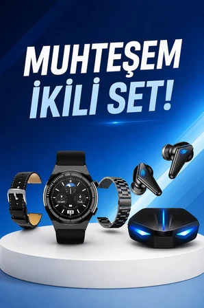 Mey İthalat® Kablosuz Bluetooth Bağlantılı Kulaklık ve Dokunmatik Ekran Akıllı Saat Arama Cevaplama