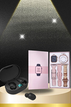 CEYLAN ADAM Nabız Ölçer Hediye Bileklikli Akıllı Saat ve Dijital Göstergeli Bluetooth Kulaklık Çoklu Şarj Girişi