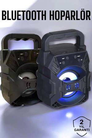 Taşınabilir Bluetooth Hoparlör Led Işıklı Uzun Pil Ömrü