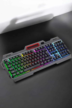 Led Işıklı Klavye Usb Girişli RGB Işıklı Q Klavye Mouse Hediyeli