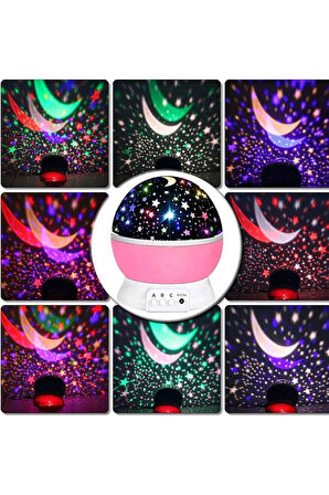 CEYLAN ADAM Yıldız Görünümlü Gece Lambası Renkli Masa Lambası Gökyüzü Projeksiyon