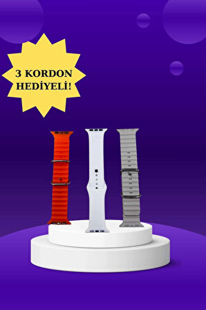 CEYLAN ADAM Akıllı Saat Arama Görüşme Bildirim Görme Uyku ve Sağlık Takibi Nabız Ölçer 3 Kordon Hediyeli