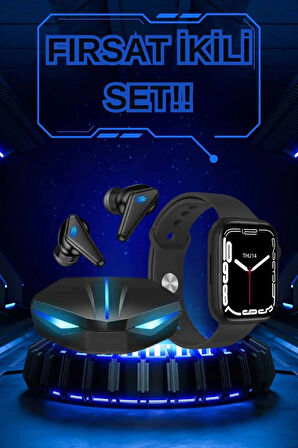CEYLAN ADAM Yeni Nesil Akıllı Saat ve Kablosuz Kulaklık Kampanyası İkili Set Bluetooth Bağlantılı