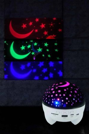 Mey İthalat® Yıldız Yansıtmalı Projeksiyon Gece Lambası Şarjlı Taşınabilir