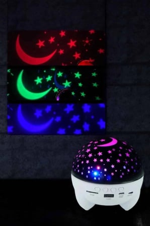Mey İthalat® Yıldız Yansıtmalı Projeksiyon Gece Lambası Şarjlı Taşınabilir