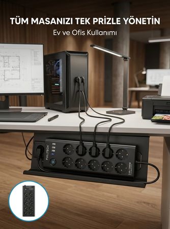 Mey İthalat® USB ve Type-C Şarj Özellikli 10'lu Çoklu Priz
