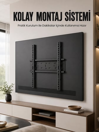 Mey İthalat® 50-95 İnç Sabit TV Duvar Askı Aparatı Güçlü Çelik Gövde Kolay Montaj Geniş VESA Uyumlu