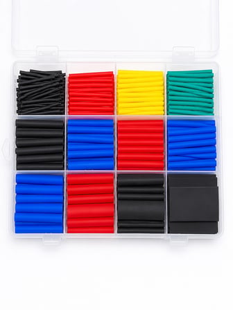 Mey İthalat 560 Parça Kablo İzolasyon Makaron Seti 12 Ölçü 5 Renk Heat Shrink Tube Organizer Kutulu