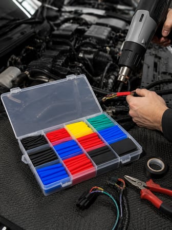 Mey İthalat 560 Parça Kablo İzolasyon Makaron Seti 12 Ölçü 5 Renk Heat Shrink Tube Organizer Kutulu