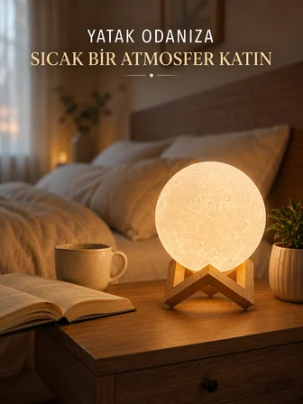 Mey İthalat Dekoratif 3D Ay Işığı Masa Lambası Hediyelik Atmosfer Aydınlatması