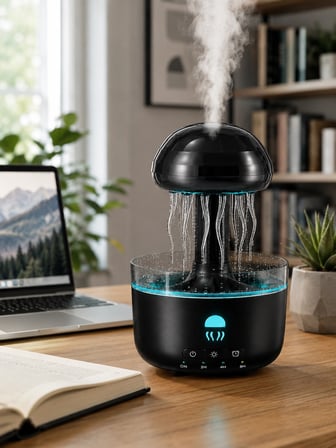 Mey İthalat USB Çalışan Denizanası Hava Nemlendirici 7 Renk RGB Aydınlatmalı Sessiz Buhar Makinesi