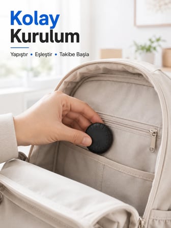 Mey İthalat Mini Akıllı Takip Cihazı 2 Yıl Pil Ömrü Android iOS Uyumlu Çanta Araç Valiz Takip Aparatı