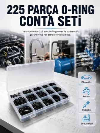 Mey İthalat® 18 Ölçü O-Ring Conta Seti Otomotiv, Tesisat ve Hidrolik İçin Kauçuk Conta Kiti