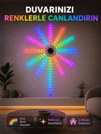 Mey İthalat RGB LED Duvar Aydınlatması Telefon Kontrollü Dekoratif Ortam Işığı