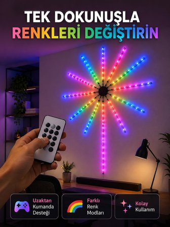 Mey İthalat RGB LED Duvar Lambası Uzaktan Kumandalı Telefon Kontrollü Ortam Aydınlatması
