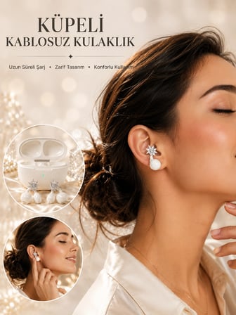 Mey İthalat Küpeli Kablosuz Bluetooth Kulaklık Uzun Süreli Şarj Özellikli