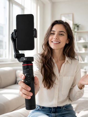 Mey İthalat AI Takipli Gimbal Selfie Stick 360° Otomatik Yüz Takibi Bluetooth Kumandalı Uzayabilir Tripodlu Telefon Sabitleyici