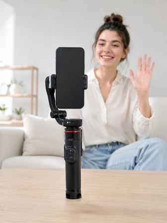 Mey İthalat® 360° AI Akıllı Takipli Selfie Stick Gimbal Stabilizatör Bluetooth Kumandalı Uzayabilir Telefon Tripodu