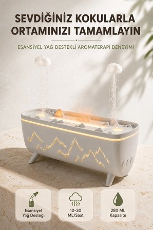 Mey İthalat Ultrasonik Hava Nemlendirici Aromaterapi Difüzörü Jöle Yağmur Efektli LED Işıklı 280 ML
