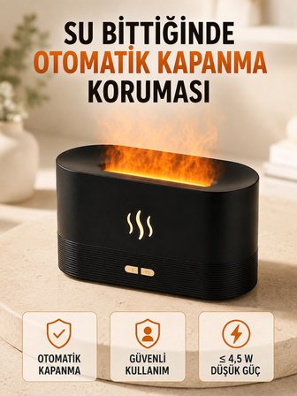 Mey İthalat Alev Efektli Ultrasonik Aroma Difüzörü 180 ML LED Işıklı Hava Nemlendirici