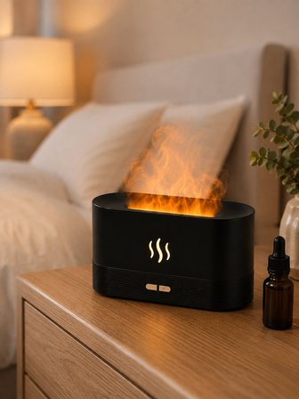 Mey İthalat Ultrasonik Aromaterapi Difüzörü 180 ML Hazneli Dekoratif Alev Efektli Nemlendirici