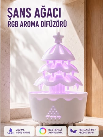 Mey İthalat Şans Ağacı 250 ML Ultrasonik Hava Nemlendirici RGB Işıklı Aroma Difüzörü
