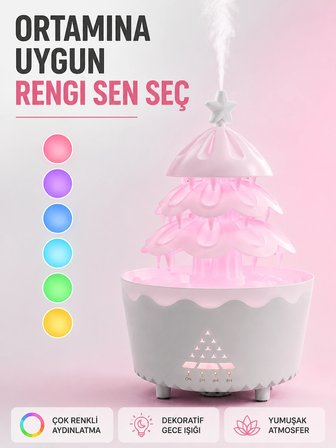 Mey İthalat Dekoratif Şans Ağacı Ultrasonik Nemlendirici RGB Gece Lambalı Aroma Difüzörü
