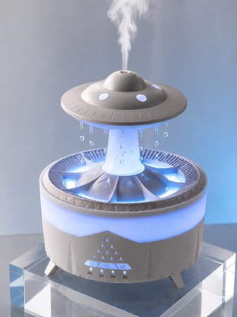 Mey İthalat UFO Tasarımlı 350 ML Hava Nemlendirici Renkli Ortam Işığı Yağmur Efektli Difüzör