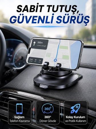Mey İthalat® Katlanabilir Araç İçi Telefon Tutucu Gizli Numaratörlü Telefon Standı