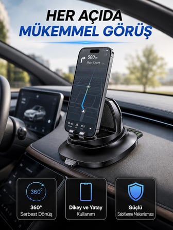 Mey İthalat® Çok Fonksiyonlu Araç İçi Telefon Tutucu Gizlenebilir Telefon Numarası Özellikli Stand