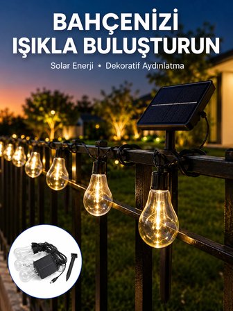 Mey İthalat Solar LED Ampul Işık Dış Mekan Bahçe Pergola Balkon Dekoratif Aydınlatma