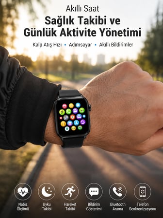 Mey İthalat Telefon Görüşmesi Destekli, Nabız Ölçümü ve Uyku Analizi Özelliklerine Sahip Akıllı Saat