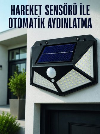 Mey İthalat Hareket Sensörlü Güneş Enerjili Duvar Lambası Dış Mekan İçin Güçlü LED Aydınlatma