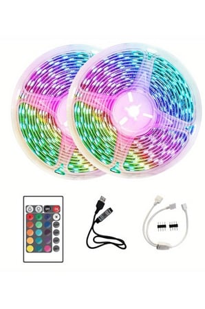 Mey İthalat® 10M Şerit Led İç Mekan Renkli Rgb Şerit Led Kumandalı