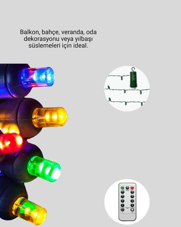 8 Modlu Zaman Ayarlı LED Perde Işık – Bahçe ve Balkon Dekorasyonu