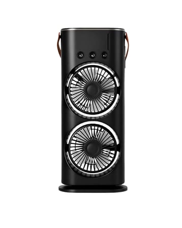 USB Şarjlı Çift Başlıklı Buharlı Masaüstü Fan Sessiz Serinletici Işıklı Fan