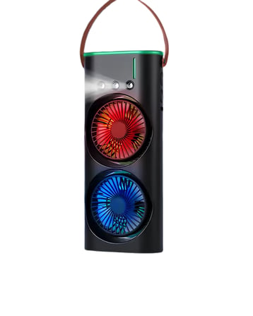 Mey İthalat® Şarjlı Buharlı Serinletici Fan RGB Işıklı Çift Pervaneli Masa Fanı