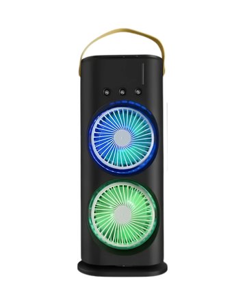 Mey İthalat® Şarjlı Buharlı Serinletici Fan RGB Işıklı Çift Pervaneli Masa Fanı