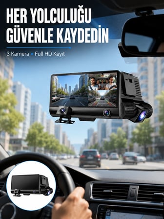 Mey İthalat Çift ve Üçlü Lens Seçeneği ile Tüm Açılardan Kayıt Yapan Araç Kamerası Yeni Nesil