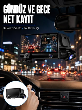 Mey İthalat Çift Lens Araç Güvenlik Kamerası G Sensörlü Full HD Yeni Nesil