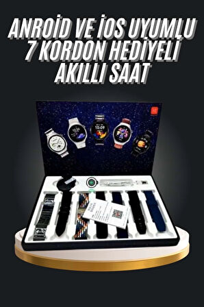 CEYLAN ADAM 7 Kordonlu Akıllı Saat Siyah Kasa Dokunmatik Ekran Uyku ve Sağlık Takibi