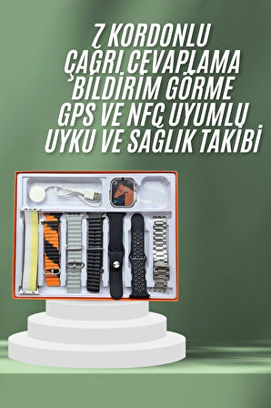 CEYLAN ADAM 7 Kordonlu Akıllı Saat Plastik Kordon Hasır Kordon Çelik Kordon