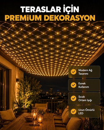 Mey İthalat Dekoratif LED File Işık Ağ Tasarımlı Balkon Bahçe ve Oda Aydınlatması