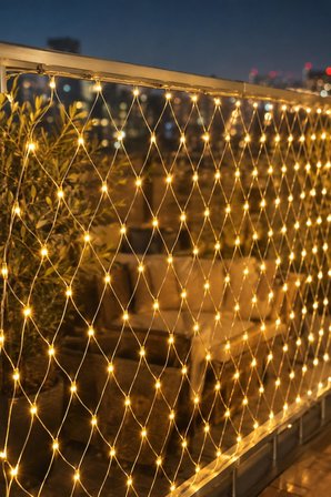 Mey İthalat Dekoratif LED File Işık Ağ Tasarımlı Balkon Bahçe ve Oda Aydınlatması