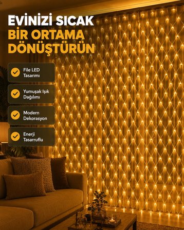 Mey İthalat Ağ Şeklinde LED File Işık Dekoratif Ortam Aydınlatma Bahçe Balkon Süsü
