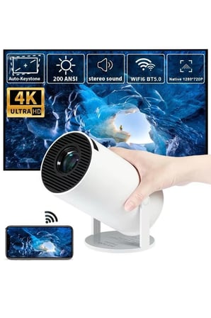 Mey İthalat® Ayaklı Projeksiyon Taşınabilir Mini Projektör Sinema Projektörü Android