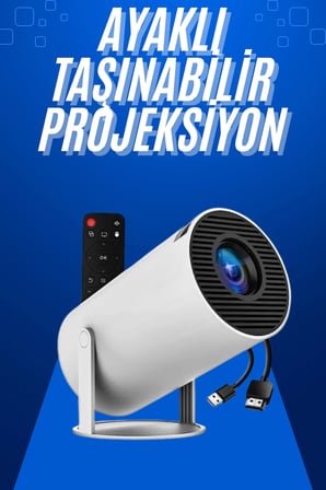 Mey İthalat® Taşınabilir Projeksiyon Ayaklı Projektör Android Uyumlu HDMI Girişli